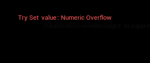 On-screen error message